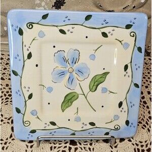 Vintage Inspirado Ceramic Blue & White  Floral Pattern Trivet 6" x 6"